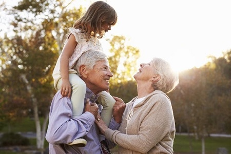 Single Child Enjoying with Grandparents